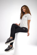 White Short Sleeve T-Shirt Snake Logo design